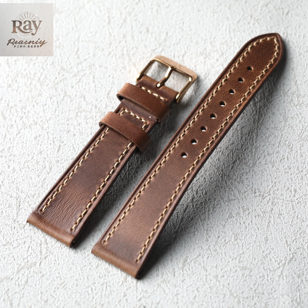 حزام من الجلد الطبيعي مصنوع يدويًا من Haween Chromexcel باللون البني الفاتح، ناعم ورقيق للغاية 18 19 20 مم بطبقة علوية من جلد البقر #2