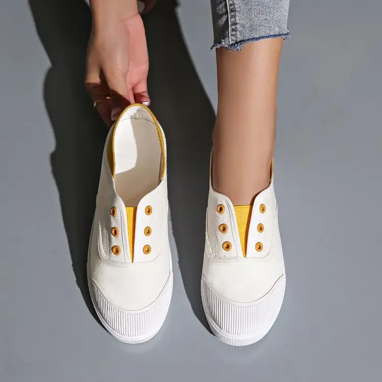 2024 New Canvas Shoes for Women Spring Autumn Breathable Comfort Slip-On Flats Female Walking Sneakers Boat Shoes Woman Loafers