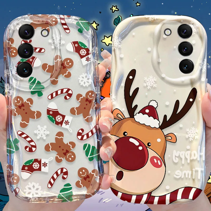 Luxury Christmas Pattern Phone Case For Oppo Reno12 Reno11 Reno8 Reno7 Reno6 Reno5 Reno4 Z F T Pro 4G 5G Soft TPU Back Cover