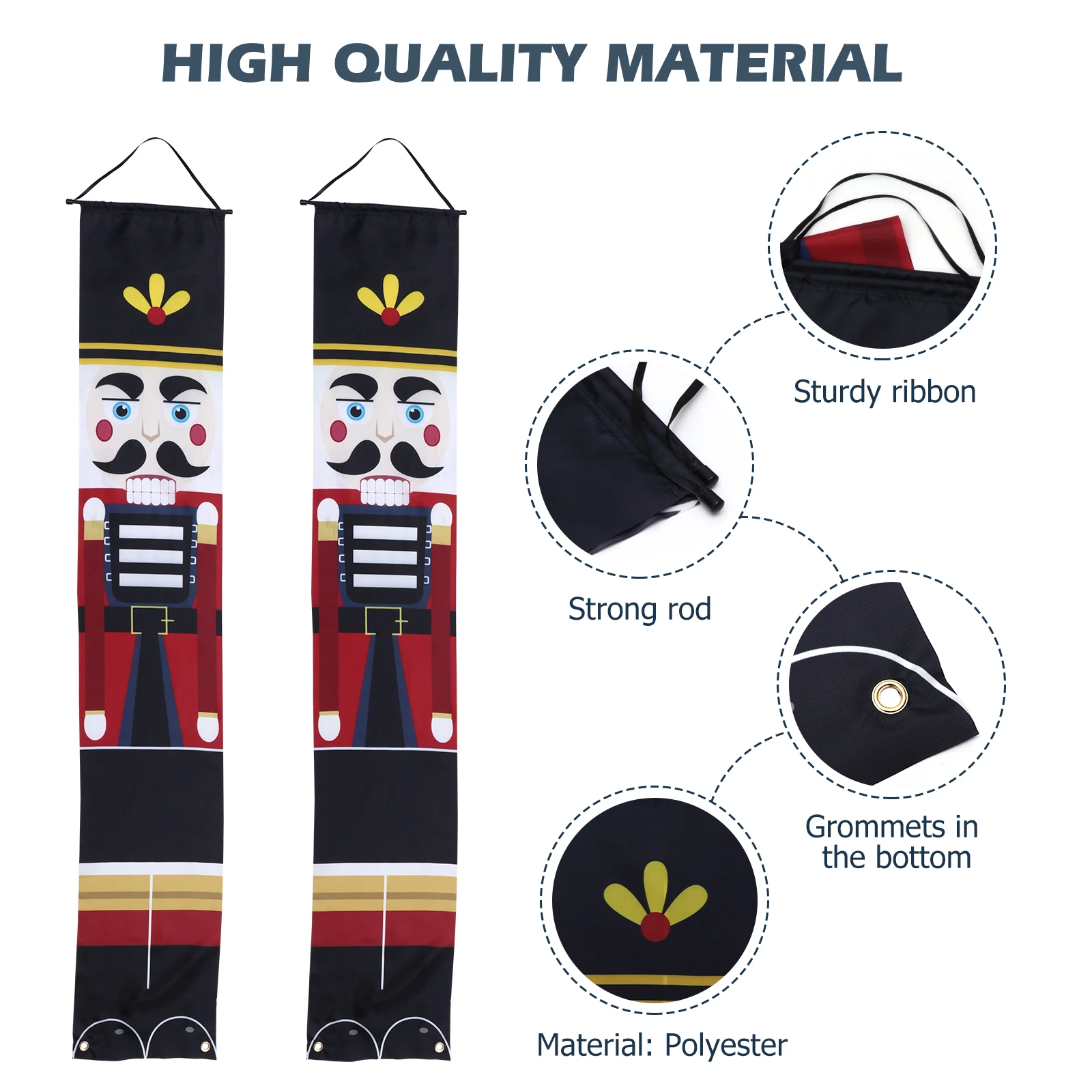 

Walnut Soldier Nutcracker Door Banner Christmas Decoration Holiday Xmas Hanging Couplet Polyester Decorations