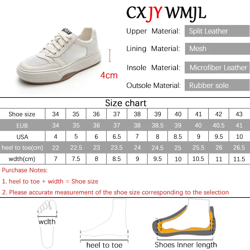 CXJYWMJL Genuine Leather Women Court Sneakers Summer Mesh Casual Vulcanized Shoes Ladies Thick Bottom Sports White Skate Shoes