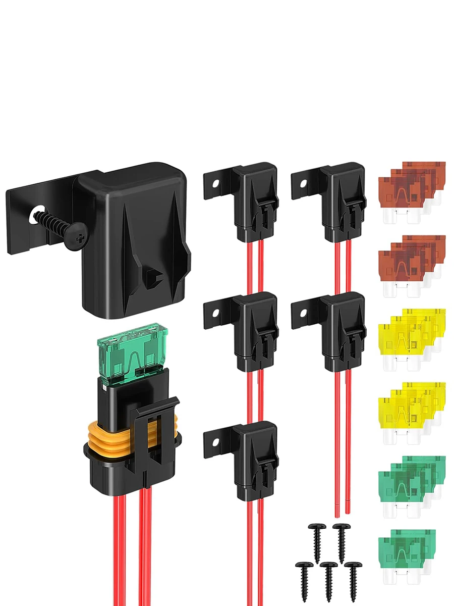 DaierTek 5 STKS Inline Zekeringhouder 12 V 12 Gauge Waterdichte ATC/ATO Blade Zekeringhouder met 20 Amp 30 Amp 40 Amp Inline Zekering voor Auto