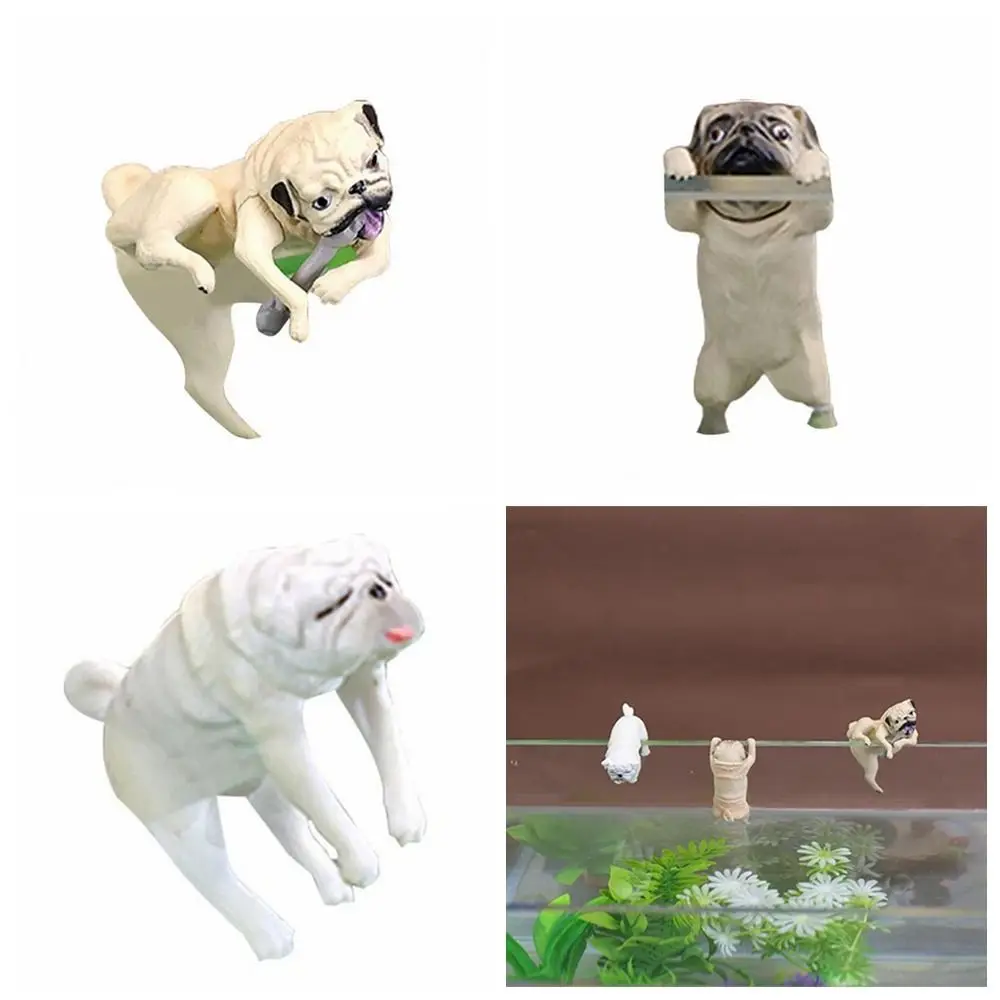 Aquarium Pendant Fall Resistance Fish Tank Dog Ornament Small PVC Dog Miniatures Delicate Cartoon Outside Scene