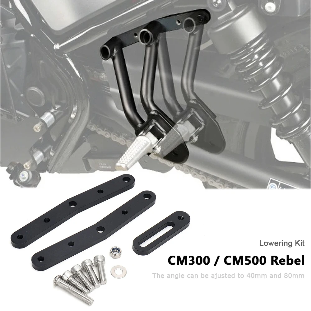 

For Honda CM500 CM300 Rebel Motorcycle Footpeg Lowering Kit Adjustable Drop Brackets Passenger Footrest Rear Foot Pegs