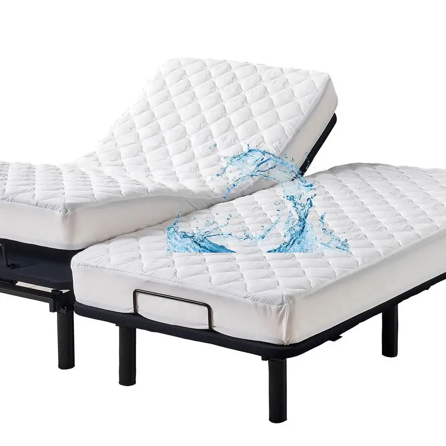 

Quilted Split Queen Mattress Protector for Adjustable Beds 2X30x80 Padded Fitted Matress Cover White