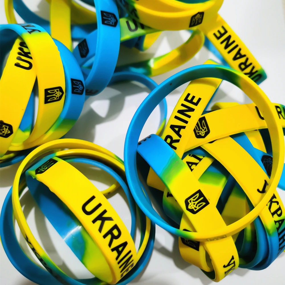 Bracelet en silicone drapeaux de l'Ukraine pour hommes et femmes, bracelet en caoutchouc de sport, bracelet de football, 21e bracelets à breloques, cadeau, 2 pièces, 3 pièces, 5 pièces, lot