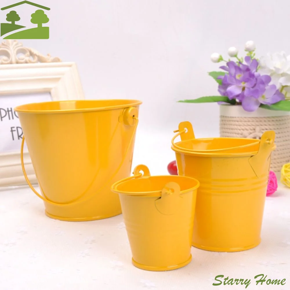 Tinplate Iron Flower Pot Iron Art Hook Flower Barrel Miniatures Mini Pastoral Tinplate Water Bucket Garden Supplies
