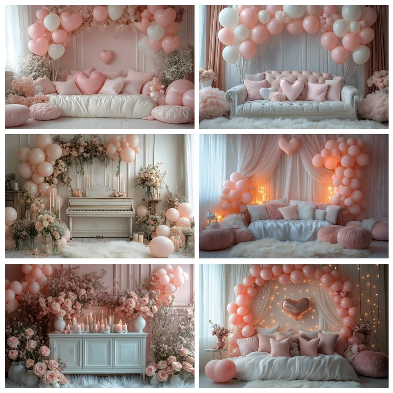 Couple Photo Photographic Backdrop Photography Valentine's Day Party Flower Pillow Curtains Baby Shower Background Studio Shoots