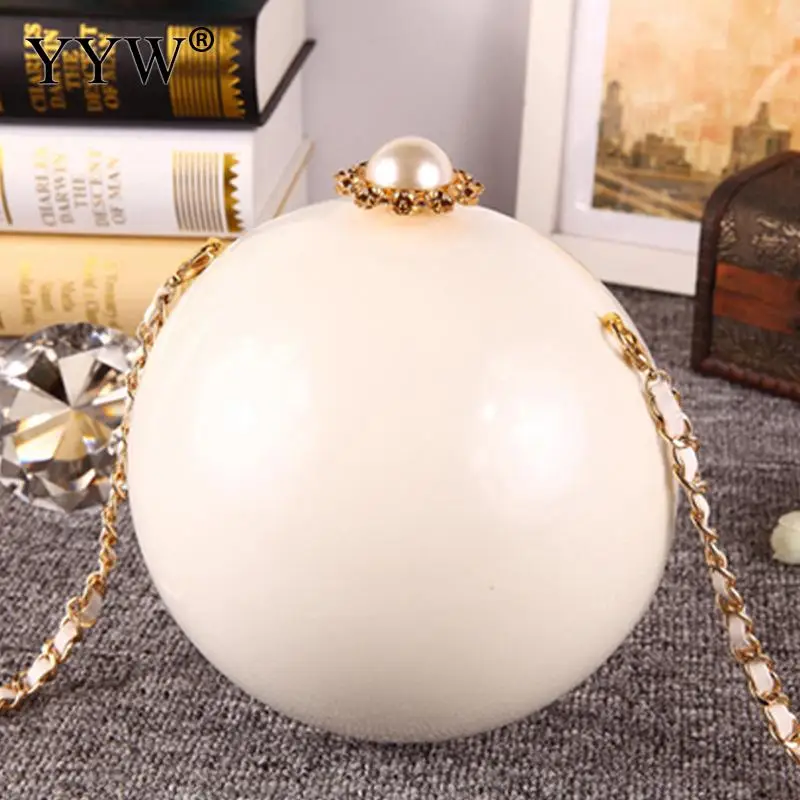Luxury Womens Evening Bag Round Ball Wedding Handbag Pearl Design Exquisite New Fashion Ladies Party Crossbody Bag Bridal Clutch