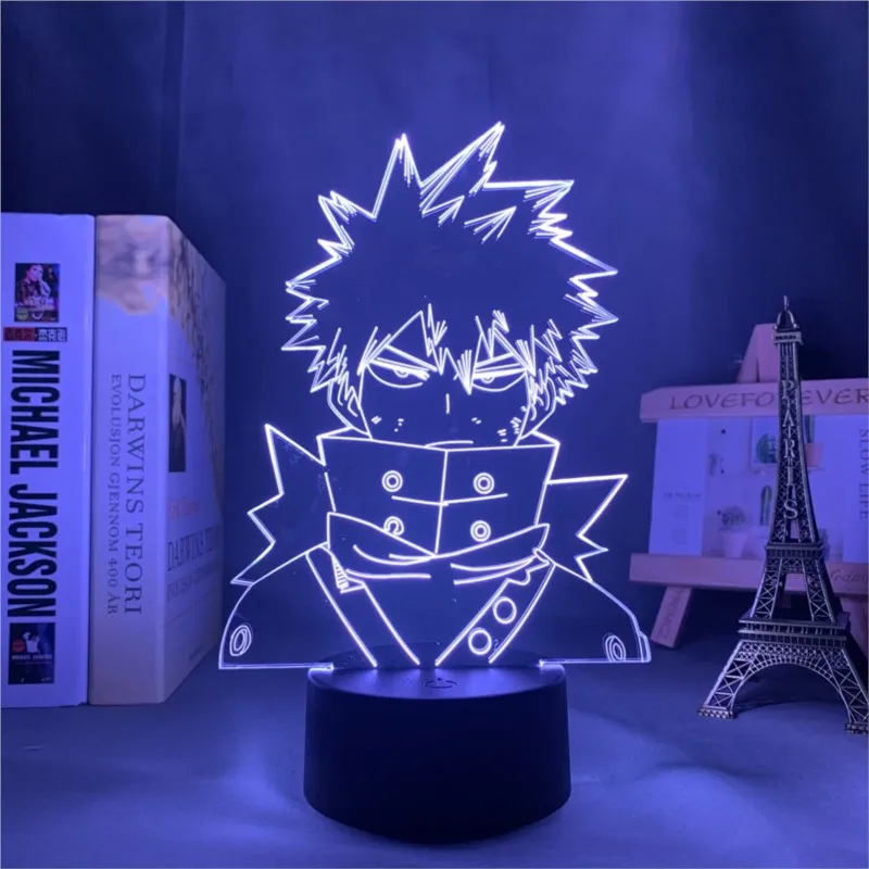 Imagem -03 - Led Night Light Anime Meu Herói Academia para Decoração do Quarto Presente de Aniversário Mangá Gadget Meu Herói Academia Katsuki Bakugo Lâmpada 3d 3d