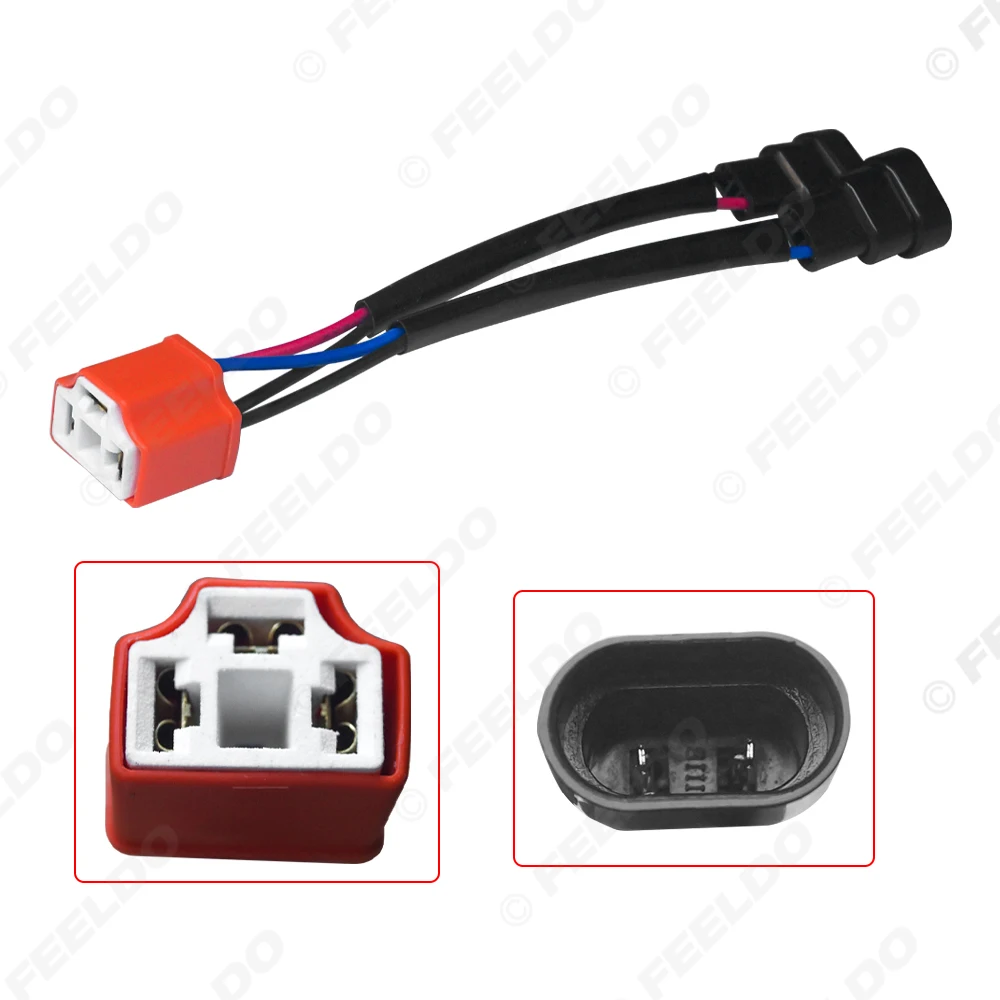 Auto H4 Ceramic Socket Female To 9005-11 Double Sockets Wiring Harness Connector For Headlight Bulb Socket Adapter Holder Plug