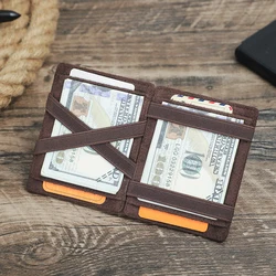 CONTACT'S Genuine Leather Magic Wallets for Men Slim Card Holders Coin Purse Money Clip Male Pocket Wallet Mini Wallet Men's Bag