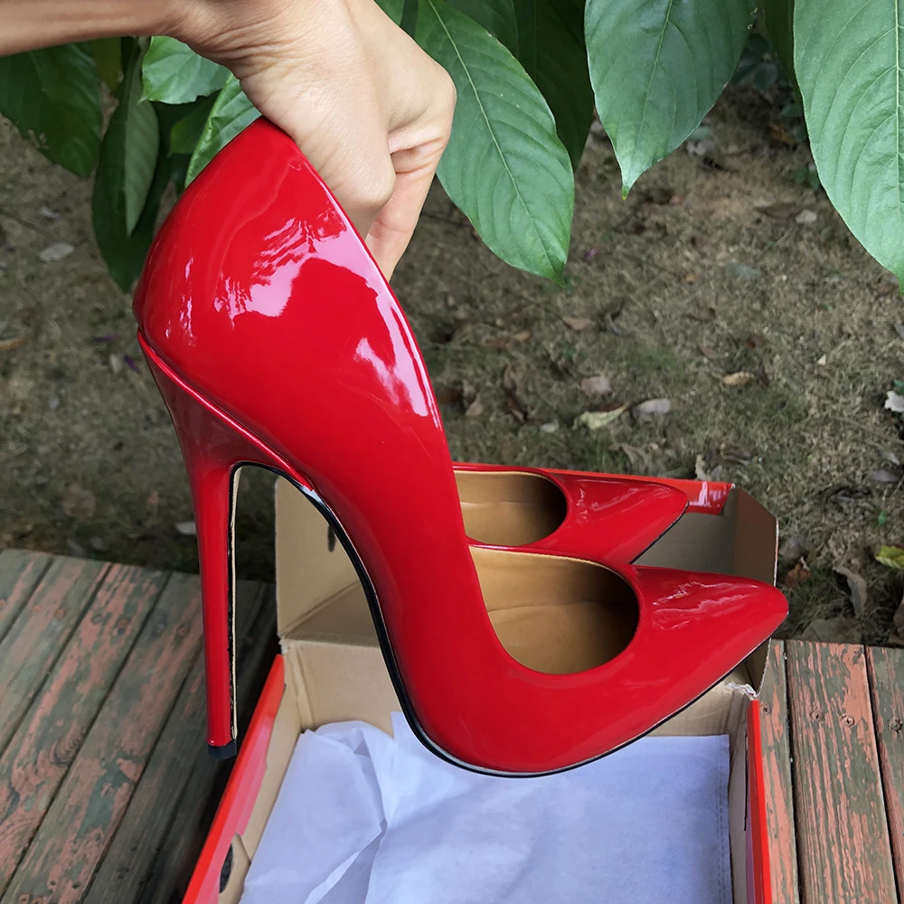 Tikicup Sexy Red 15cm Extreme High Heel Pointy Toe Stiletto Pumps Fetish Party Drag Queen Nightclub Cross Dresser Shoes Size 48