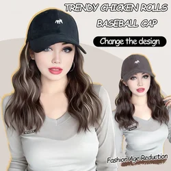Synthetic 12 inch 16 inch 18 inch baseball cap curly hair wig duckbill cap natural wave water wave straight hair Christmas