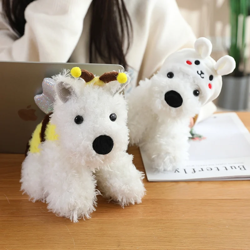 Schattige Cartoon Cosplay West Highland Puppy Serie Knuffels Zacht Schattig Pluizig Zittende Puppy Pop Dragen Dierenhoed Leuk Cadeau