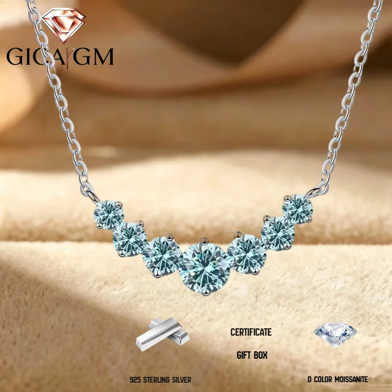 2.8CT Total Moissanite  Necklace Elegant 925 Sterling Silver Neck Jewelry Decoration Gift for Proposal Engagement Birthday Gift image 3
