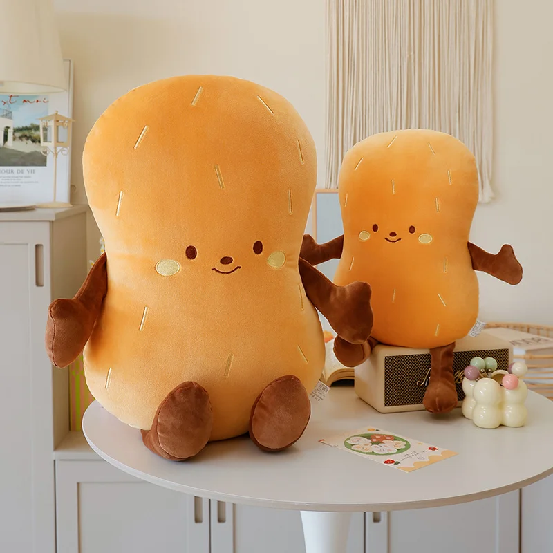 New Cartoon Peanut Plush Big Pillow Simulation Food Plushie Peanut Bread Doll Party Prop Decor Sleeping Companion Birthday Gift