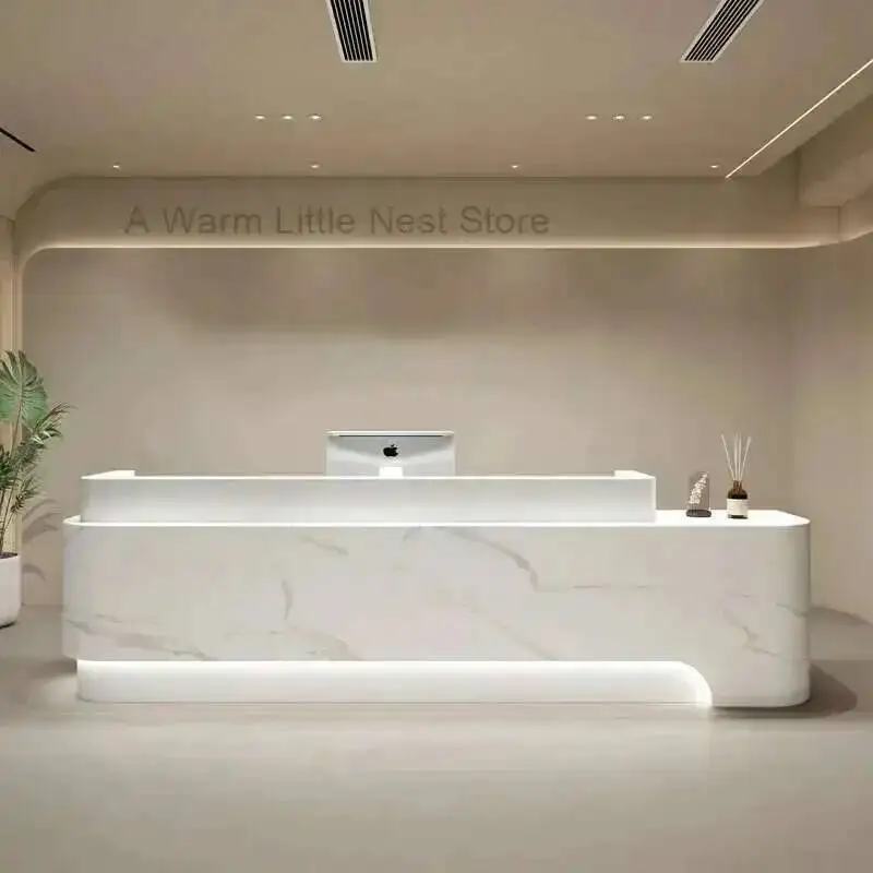 

Salon Reception Podium Checkout Counter Beauty Desks Front Desk Spa Luxury Escritorios De Oficina Modernos Shop Furniture