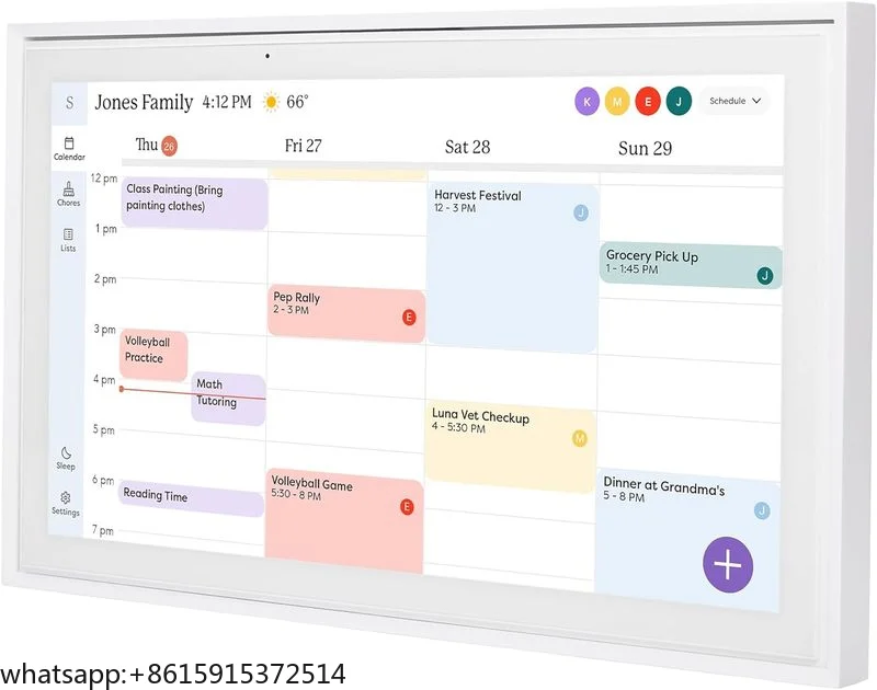 Cadre photo numérique intelligent TCDSTAR avec écran tactile 15,6 pouces, compatible avec Google Calendar et le calendrier ISO, avec Wifi