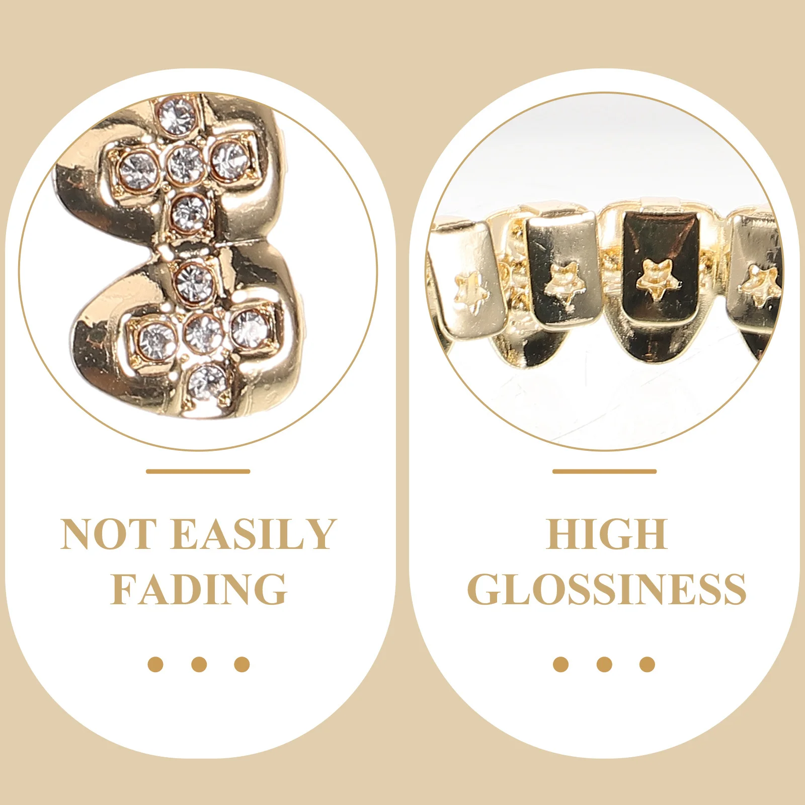 

Big Gold Tooth Copper Grill Silver Caps Men Costume Jewelry Hip-hop Teeth Gems Grills Accessories Stage Props Cosplay Halloween