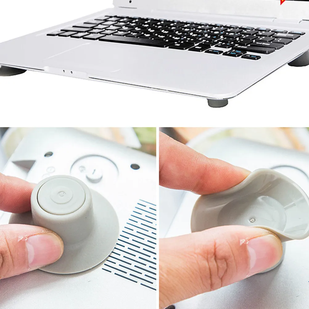 

8Pcs Silicone Laptop Stand Cushion Set Non-Slip Round Risers with Suction Effect for Perfect Viewing Angle Tablet Keyboard