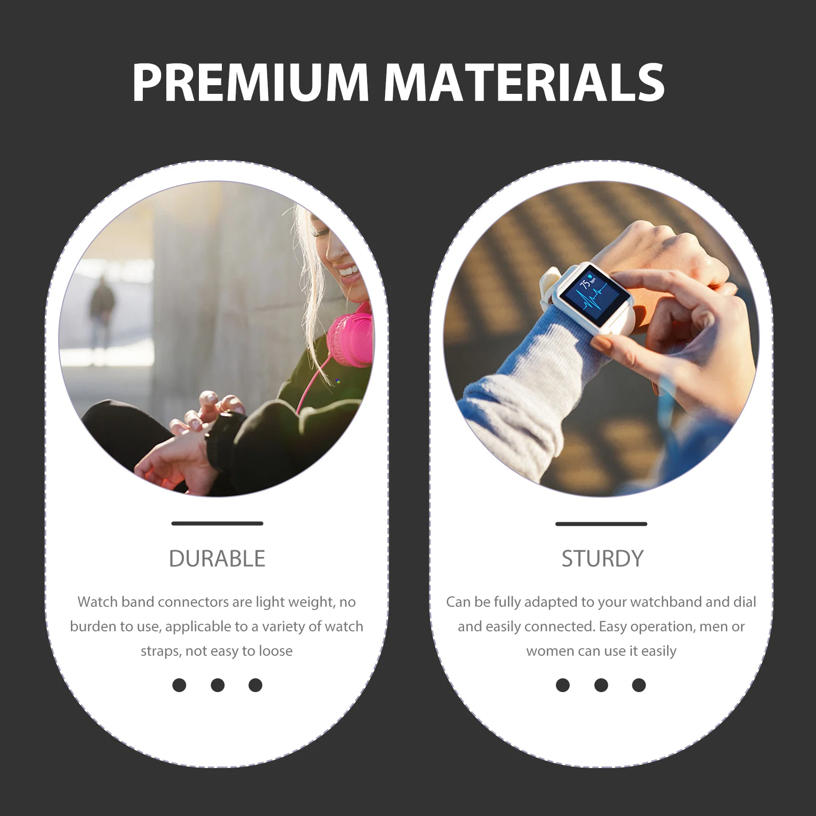 2Pcs Metal Watch Strap Connection Adapters -Resistant Connectors for 2 Universal Wristband Compatibility