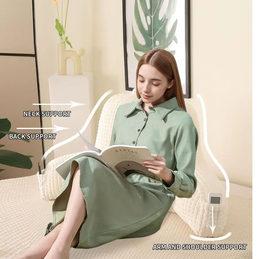 وسادة للجلوس في السرير، وسادة قراءة كبيرة بمسند ظهر مع مسند للذراع، وسادة دعم مسند الظهر للجلوس على الأريكة والأريكة وF