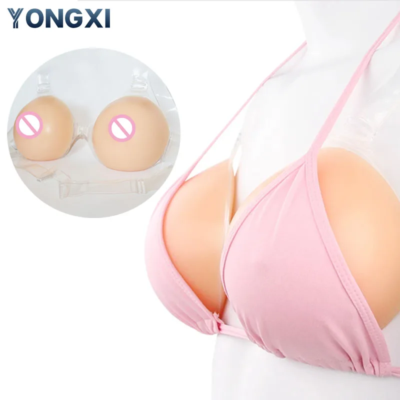 YONGXI Silicon Pusssy for M en Fake Breast With Transparent Shoulder Strap Huge Boobs for Mastectomy Drag or Sissy Dresses