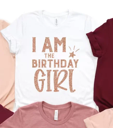 I am the Birthday Girl Shirt Group Mom of the Girl Bro of the Sis of the Fashion Casual Cotton Neck Female Short Sleeve Top Tees
