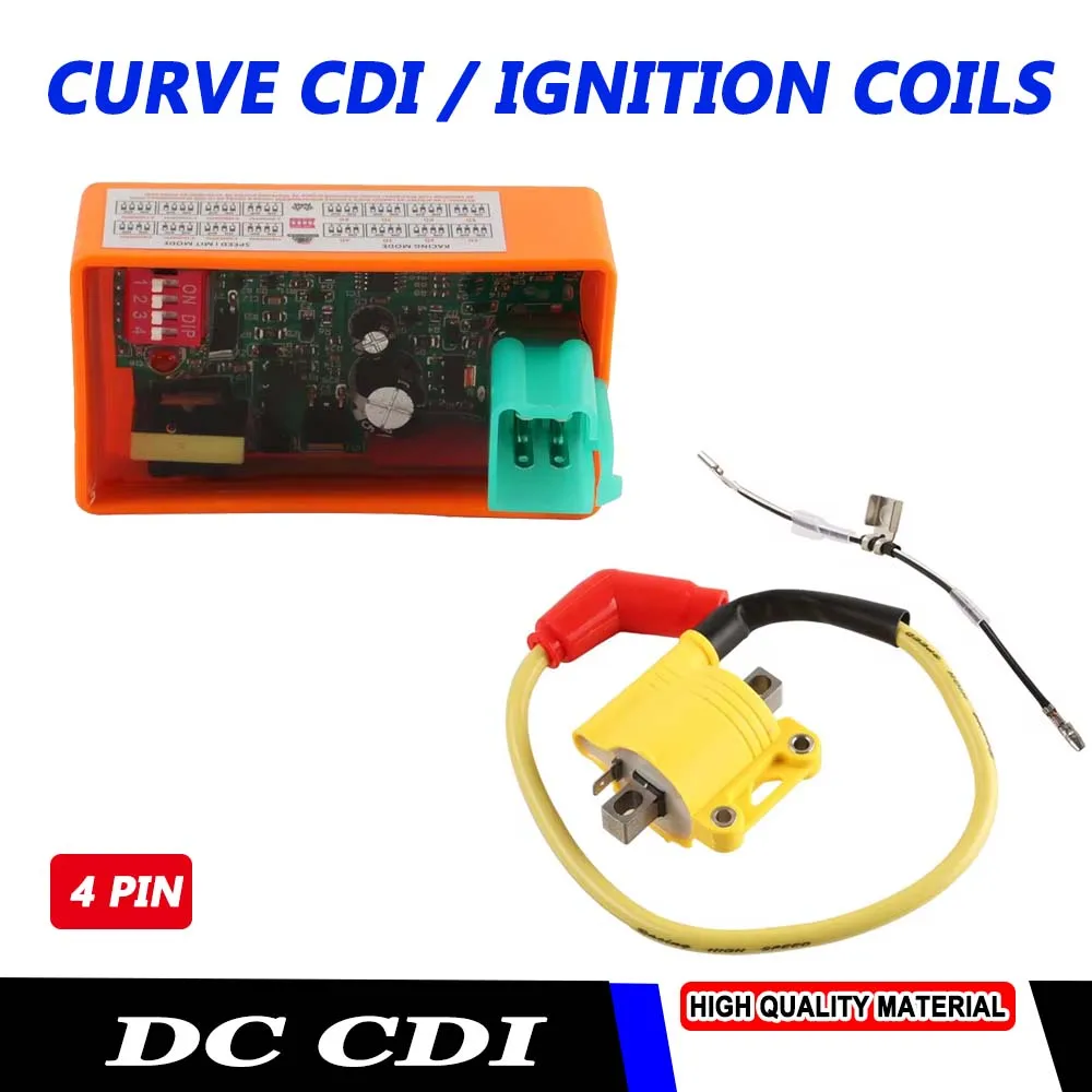 

for 50cc 70cc 90cc 110cc 125cc Scooter ATV Dirt Bike Motorcycle 4 Pin DC CDI Curve Adjust Speed Limit DIP Switch Ignition Coil
