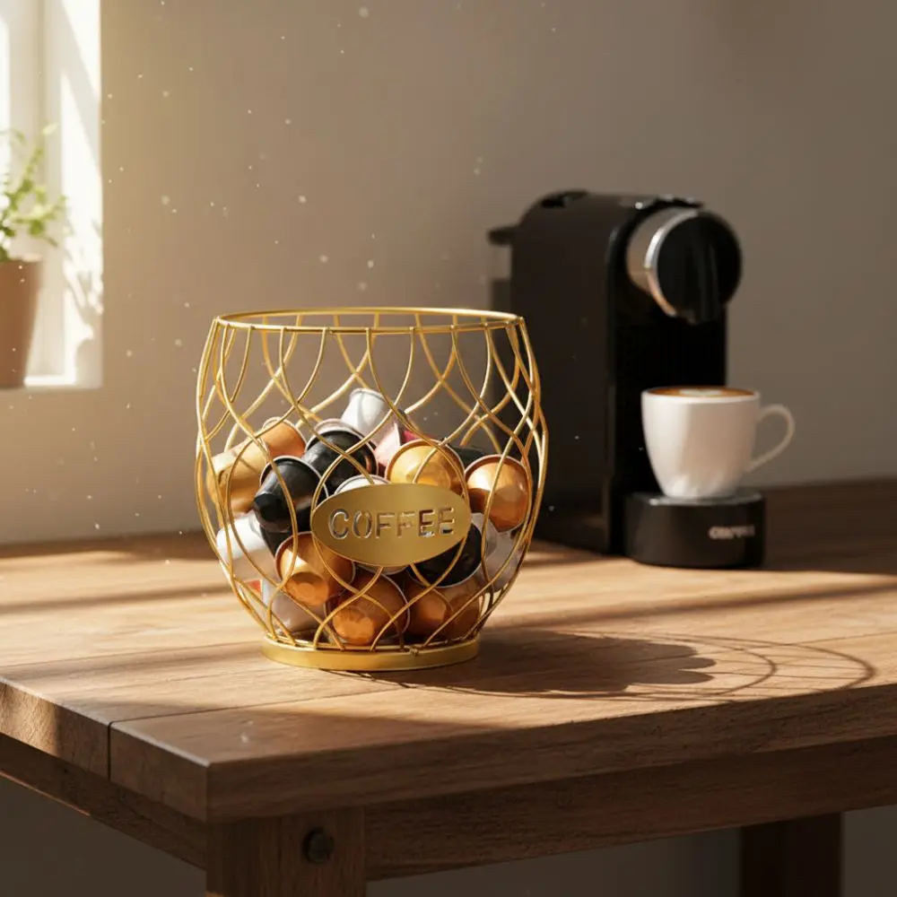 حامل كبسولة القهوة الحديدي المجوف بسعة كبيرة حامل كبسولات القهوة كوب تخزين إبداعي ديكور المنزل #4