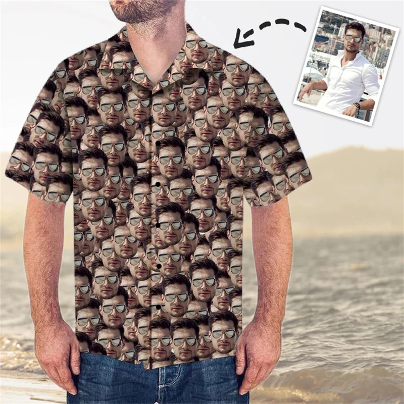 2024 Fashion Hawaiian Shirts Custom Funny 3d Diy Print Button Shirts Short Sleeves Harajuku Hawaii Shirt Tops European Size 6xl
