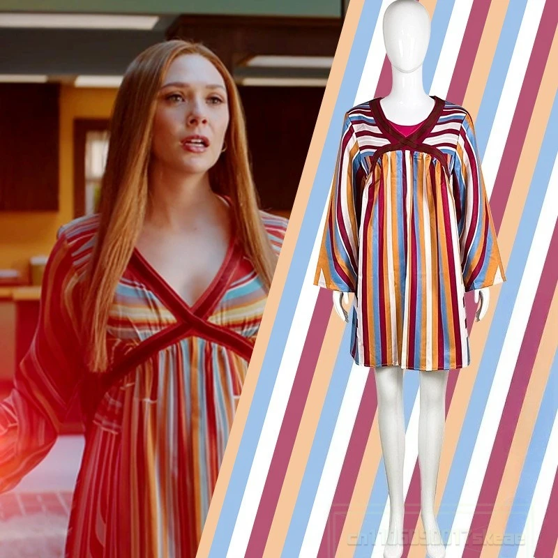 

Wanda Vision Pregnancy Dress Cosplay Scarlet Witch Costume Maximoff Suit Halloween Carnival Costumes Women Maternity Dress