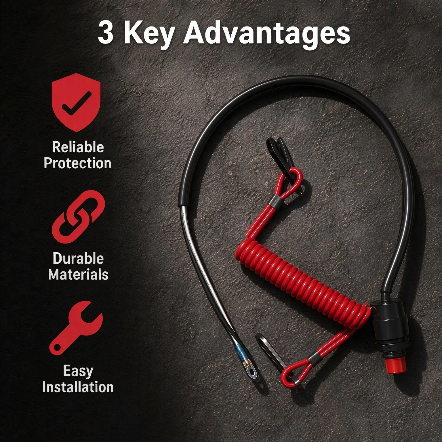 Winibo Boat Motor Emergency Kill Switch For Yamaha Tohatsu Outboard Engine With Safety Tether Lanyard Marine Replacement Parts