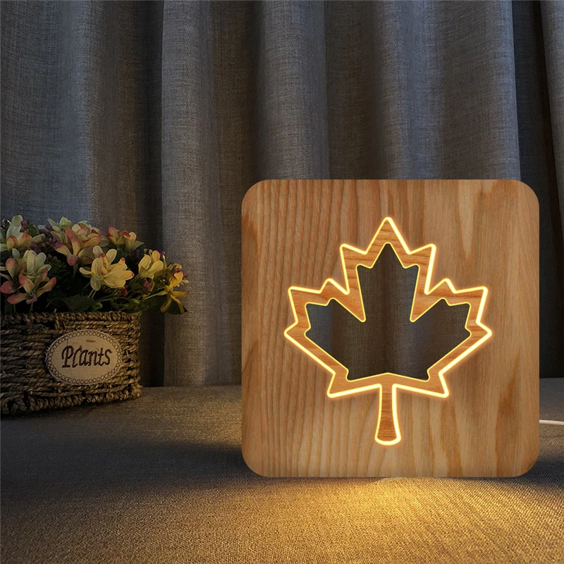 

LED daun maple Light up decor USB Operated Warm Mood Lamp 3D canada maple Illusion Lamp Birthday Gifts Bedroom Decoration