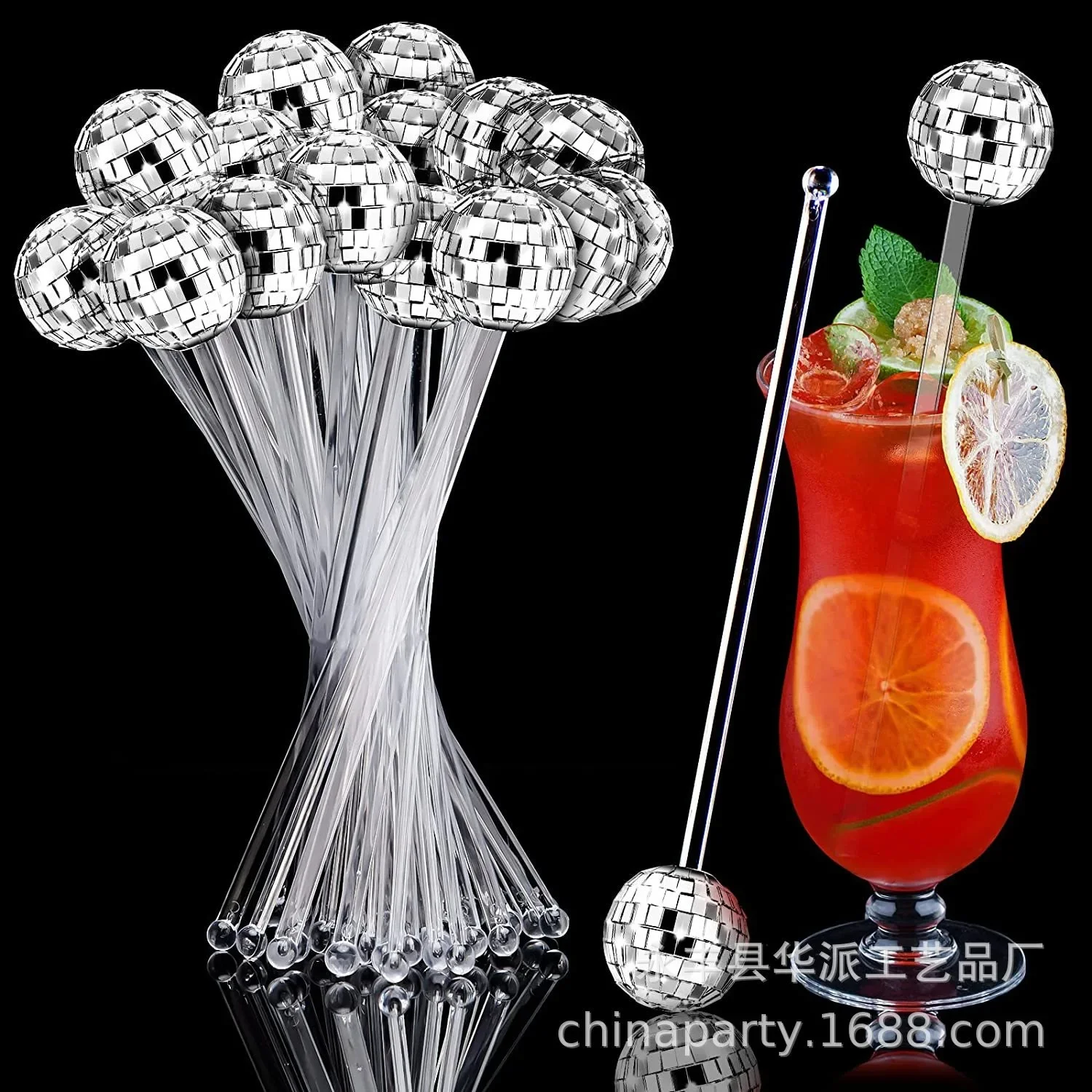 Mirror Ball Cocktail Stirrer Beverage Stirrer Disco Ball Decoration Disco Decorative Items Disco Theme Birthday Party Supplies