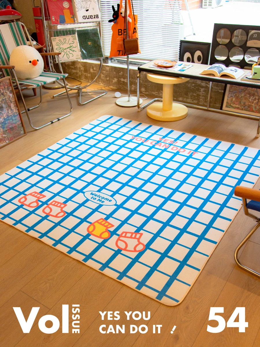 Fun Crawling Mat Baby Play Carpet Living Room Children's Room Home Use Square Shaped Circular Fleece Cartoon Printed Carpet
