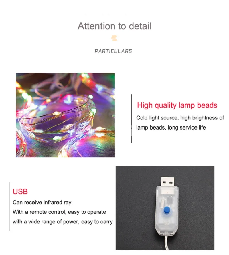 LED Curtain Lights Garland Fairy Lights String Lights 8 Modes USB Remote Control Window Lights Bedroom Christmas Decoration