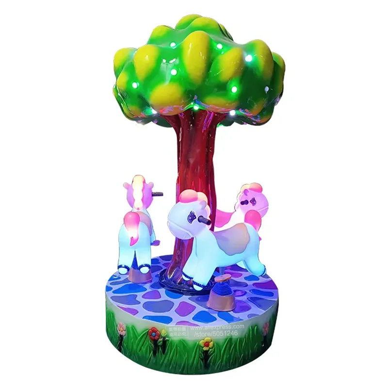 Coin Operated Tree Carousel Horse Kiddie Rides Merry Go Round Indoor Playground Equipment Children Amusement Arcade Game Machine