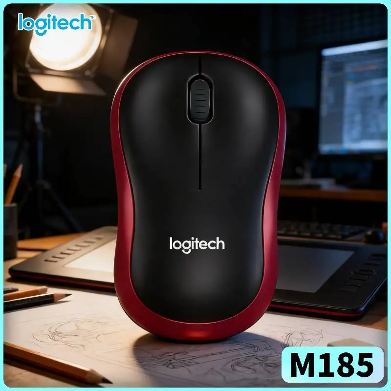Logitech M185 Work-Game Mouse 1000 DPI Optical Tracking 10m Range Auto-Sleep 1 AA Battery Included Computer Tool