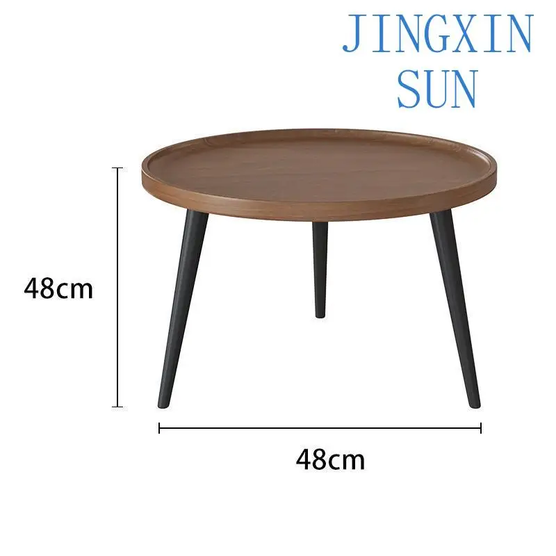 apartment solid wood, light luxury modern simplicity, round living room, walnut color combination Internet celebrity ins