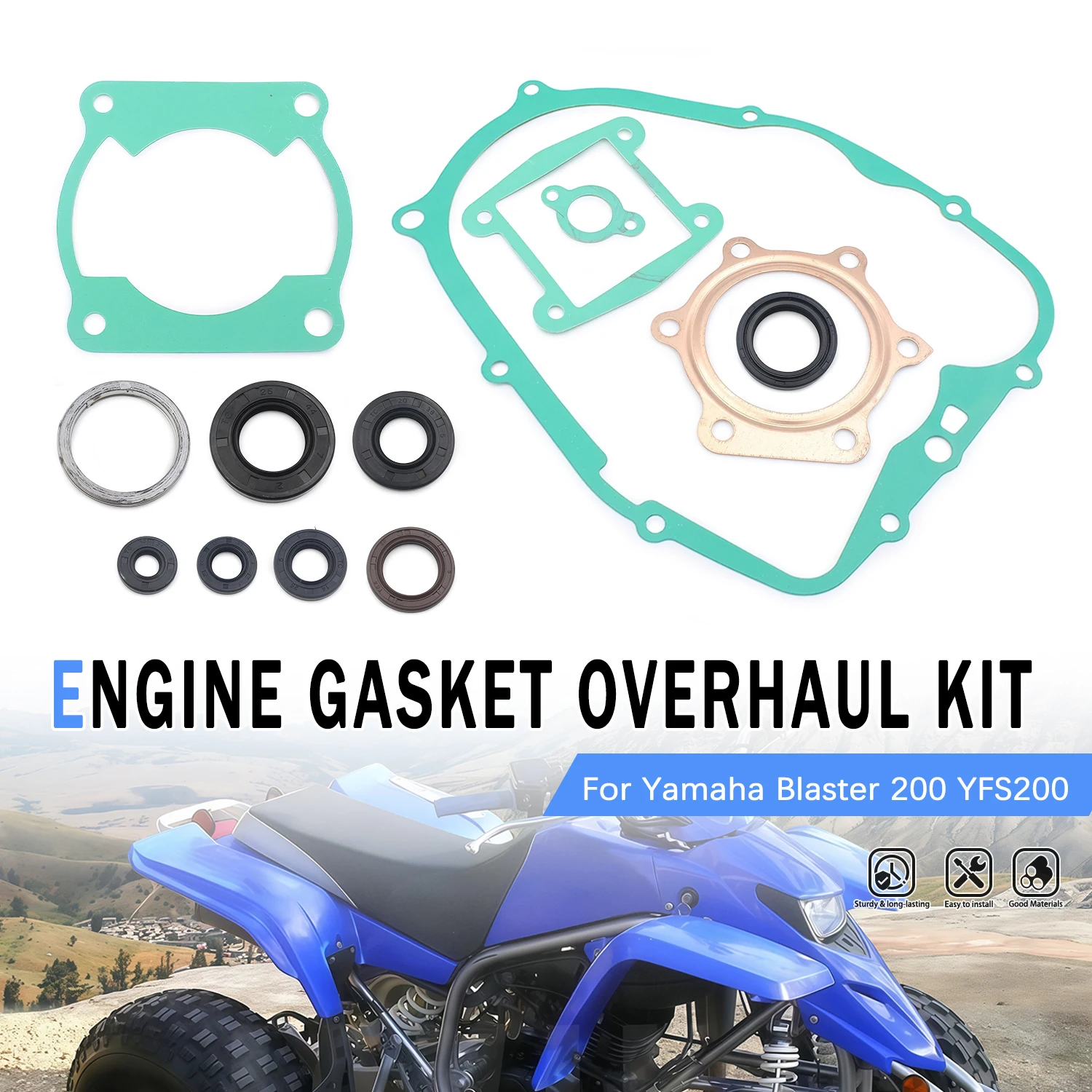 

Motorcycle Part Engine Head Complete Gasket Kit with Oil Seals Top Bottom End Set For Yamaha Blaster 200 YFS200 1988-2006
