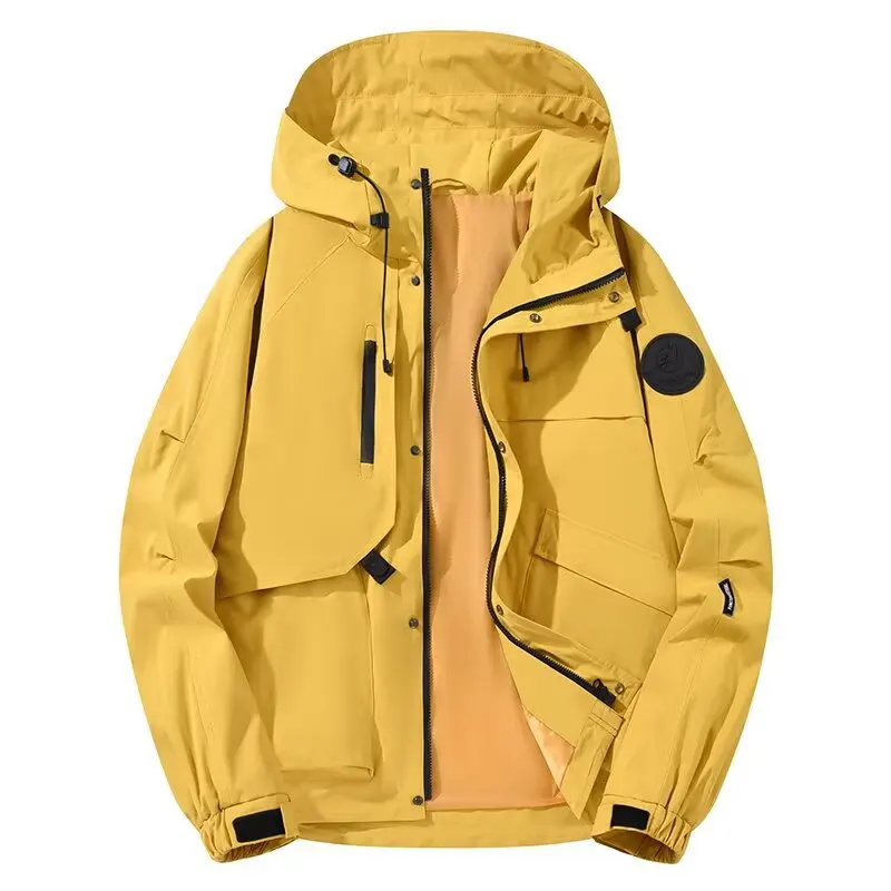 

New Outdoor Waterproof Zipper Hooded Jacket Men's and Women's High Street Japanese Harajuku Style Trendy Loose Windproof Jacket