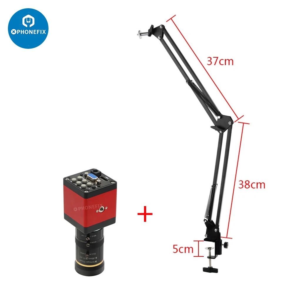 Industry Video Microscope Camera 13MP 2K 1080P 60FPS HDMI VGA Simultaneous Output Magnifier with 8-50mm 6-60mm Fixed Focus Lens