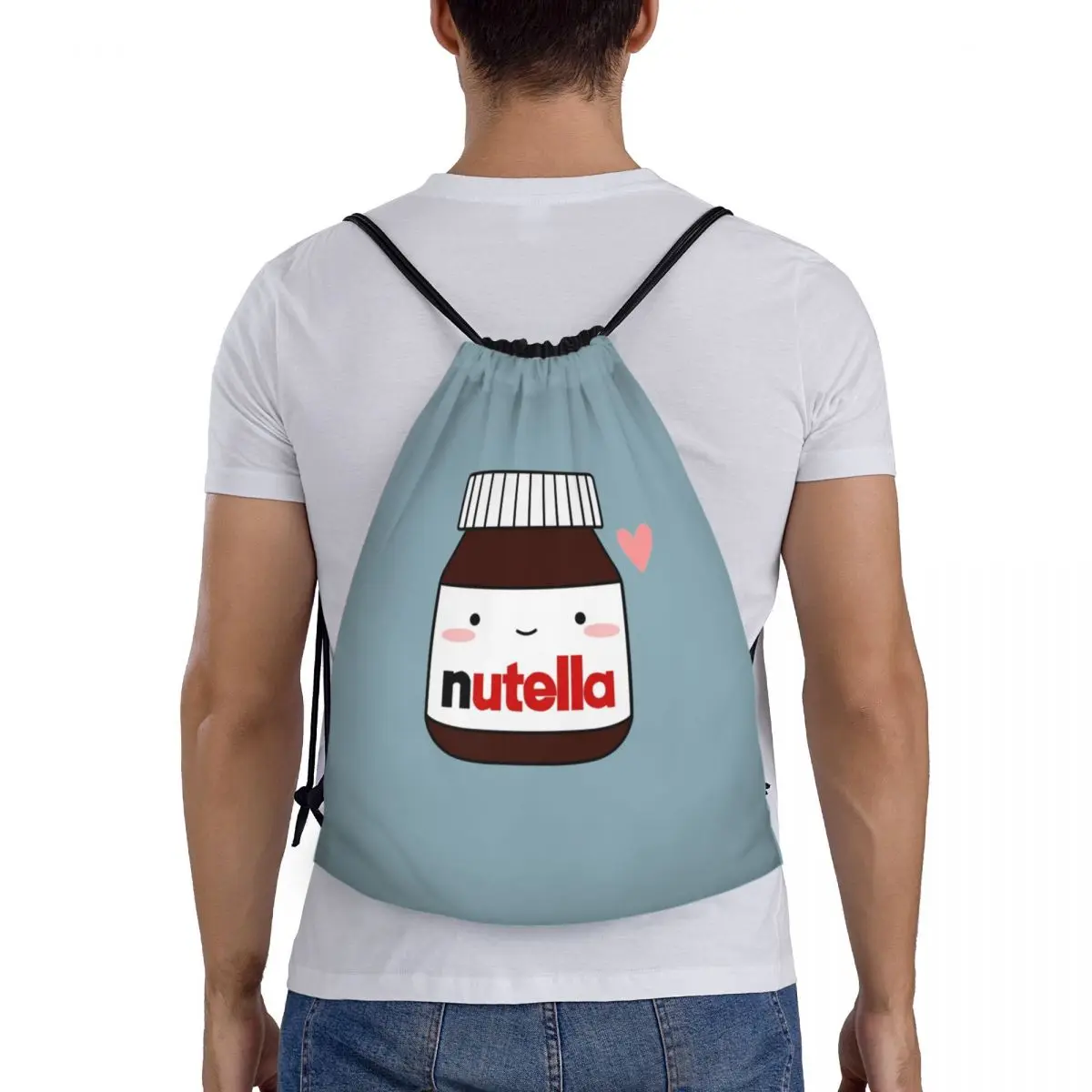 

Cute Nutella Jar Backpacks Multi-function Portable Drawstring Bundle Pocket Sundries Bag Book Bags For Man Woman School