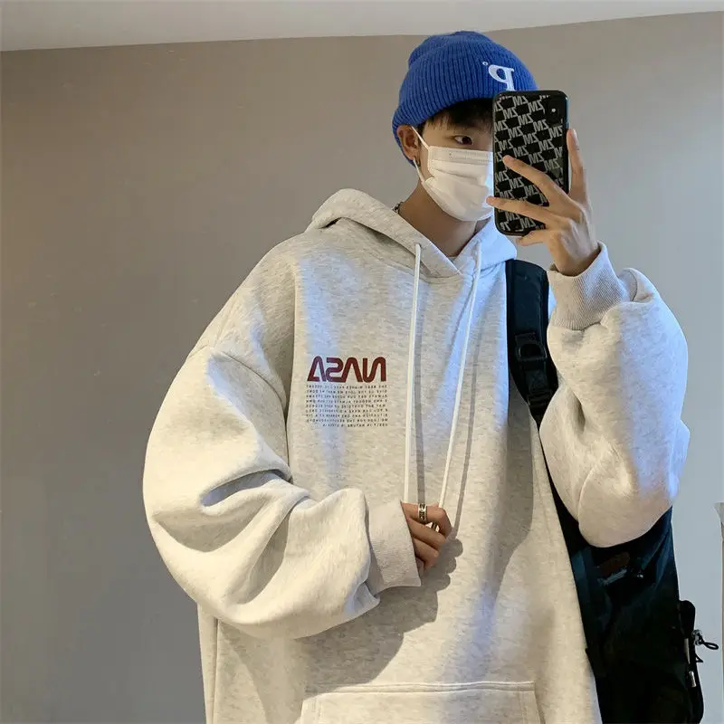 

Fashion Korean Personality Simple Men's Hooded Sweatshirt New Ins American Retro Y2K High Street Trendy Street Top Jacket