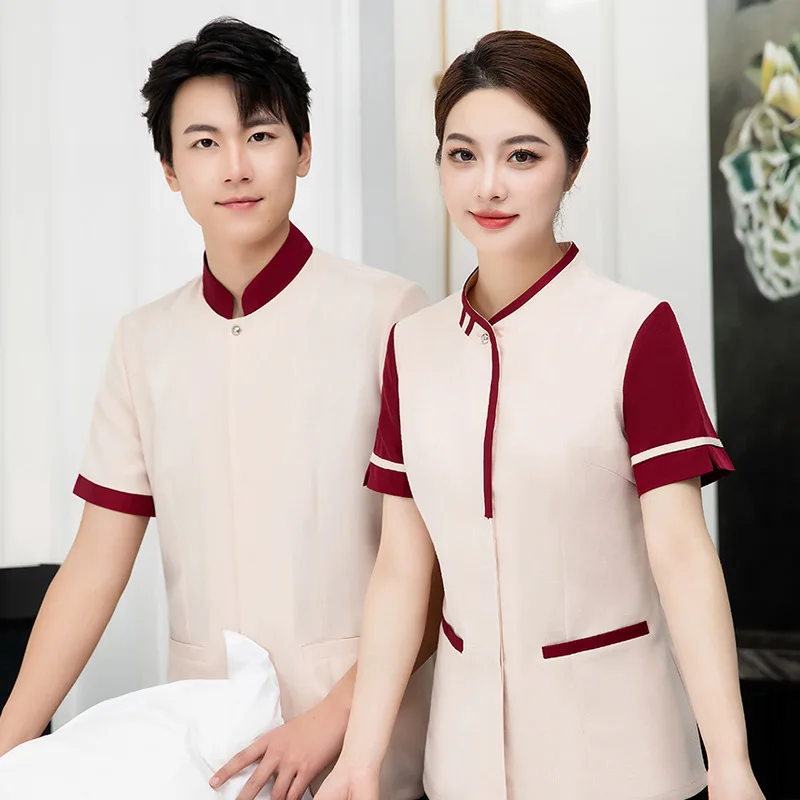 

Hotel Cleaning Work Uniform Short Sleeve Hospital Mall Property Sales Office Hotel Room CleanerPASummer Suit