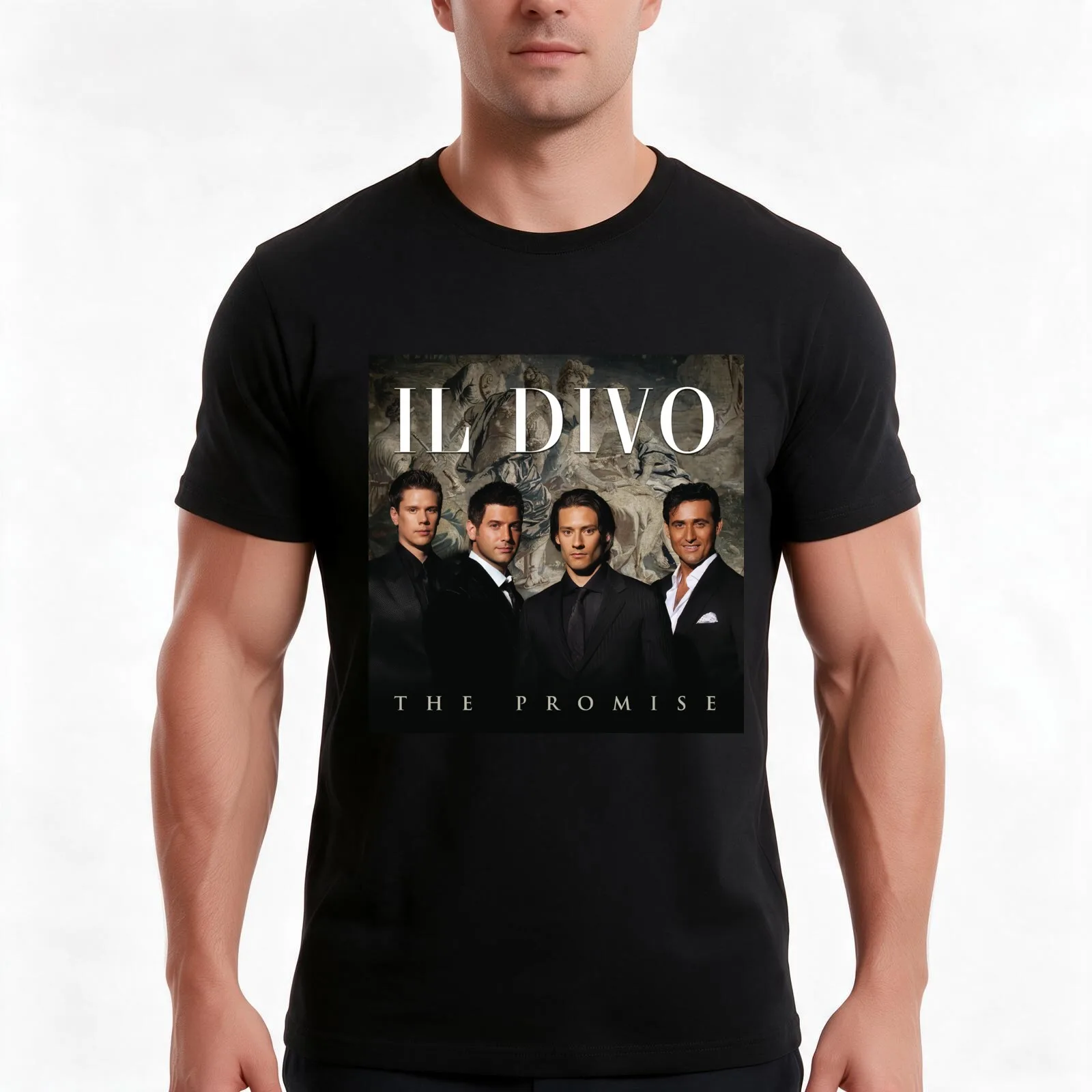 Il Divo the promise T-Shirt, Summer Casual Cotton Tee, Oversized Streetwear Tops, Vintage Graphic Print, Loose Fit Short Sleeve