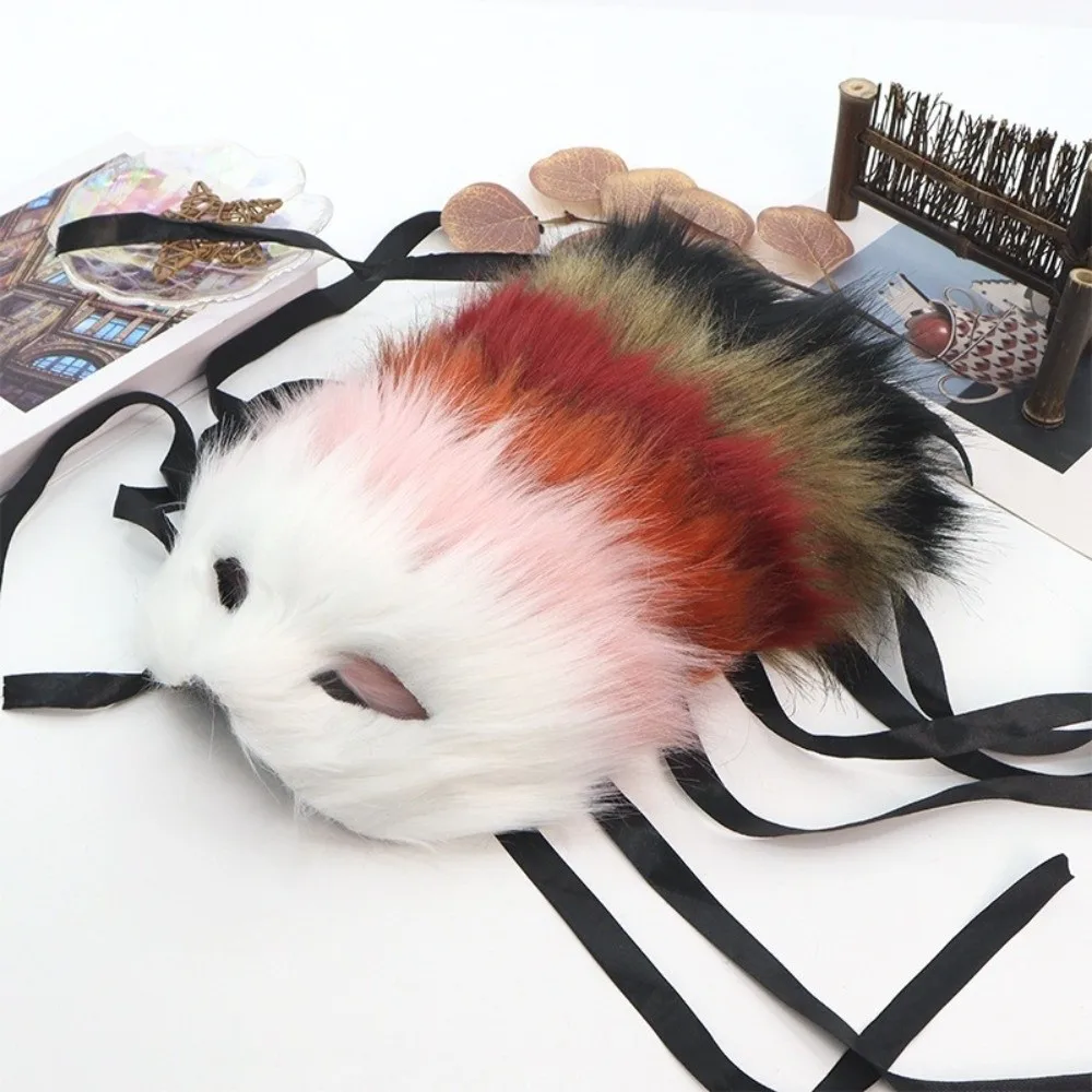 어린이 선물 만화 플러시 고양이 마스크 동물 할로윈 장식 할로윈 플러시 마스크 긴 털 눈가리개 가면 크리스마스