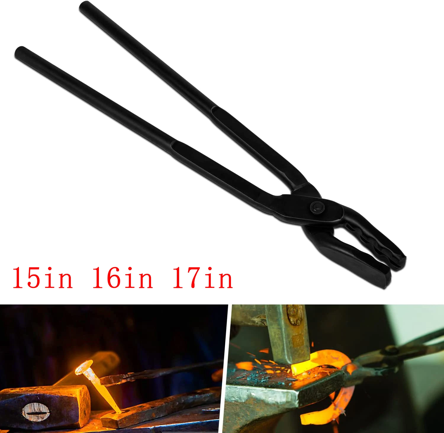 

Upgraded Blacksmith Tongs Wolf Jaw Blacksmithing Tongs For Beginner & Seasoned blacksmiths bladesmiths & Craftsmen 15/16/17inch